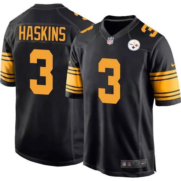 Men Pittsburgh Steelers #3 Dwayne Haskins Nike Black Color Rush Game NFL Jersey->pittsburgh steelers->NFL Jersey